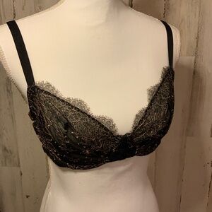 Black Lace Bra with Unique Side Straps